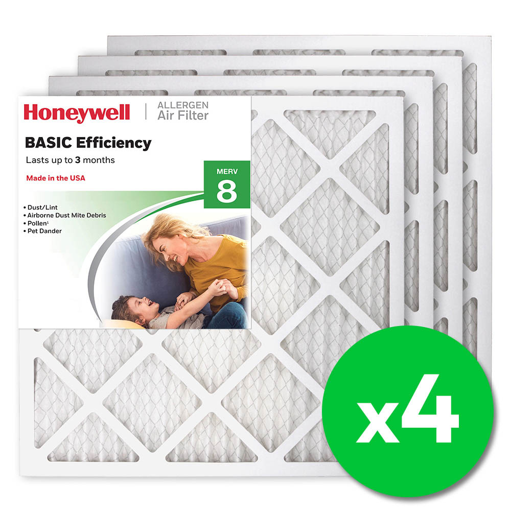 Honeywell 20x20x1 Standard Efficiency Allergen MERV 8 Air Filter, 4 Pack