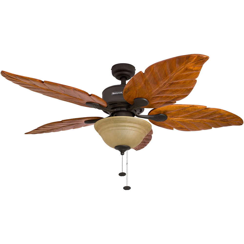 Honeywell Sabal Palm Tropical LED Ceiling Fan with Sunset Bowl Light, Bronze, 52-Inch - 50204
