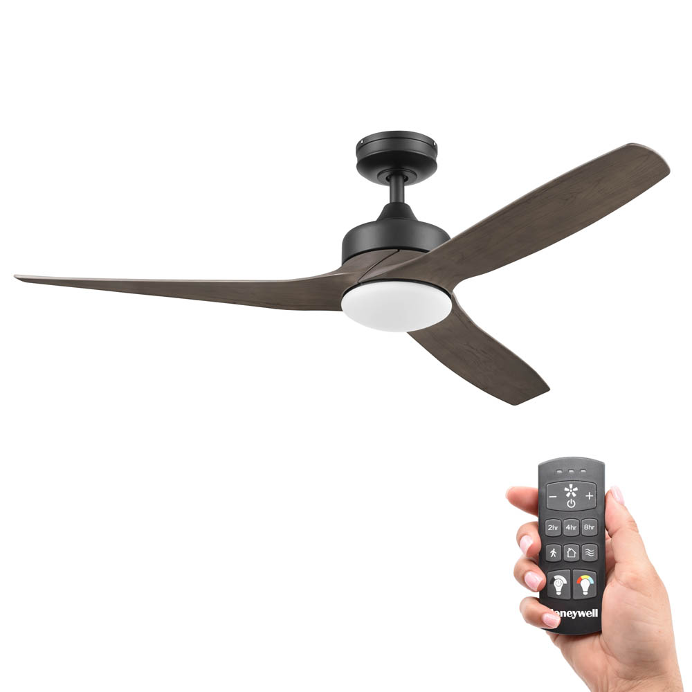 Honeywell Lynton High Performance Indoor and Outdoor Ceiling Fan, Brown/Black, 52-Inch - 51853-01