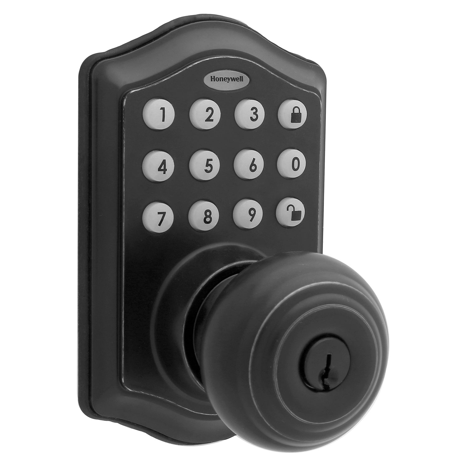 Honeywell Electronic Entry Knob Door Lock, Matte Black, 8732501