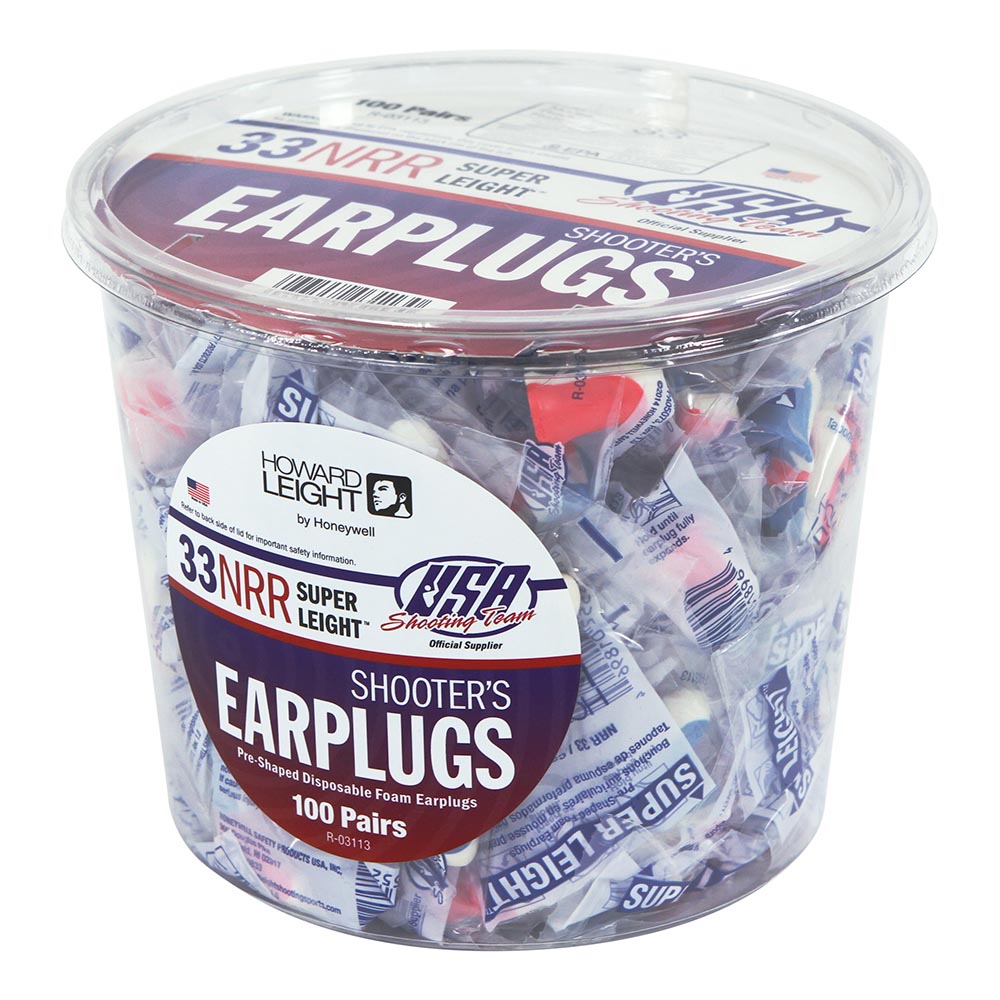 Howard Leight by Honeywell USA Shooters Earplugs, 100 pair pack red/White/blue - R-03113