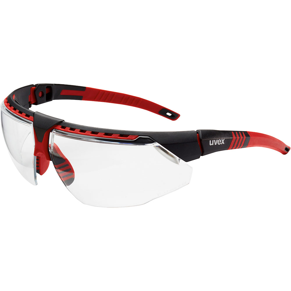 UVEX by Honeywell Avatar Adjustable Safety Glasses with Hardcoat Anti-Scratch Coating, Standard, Red/Black - S2860
