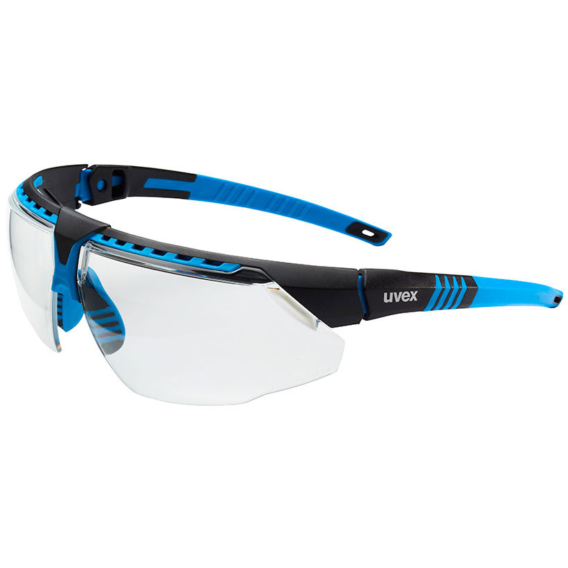 UVEX by Honeywell Avatar Adjustable Safety Glasses with Hardcoat Anti-Scratch Coating, Standard, Blue/Black - S2870