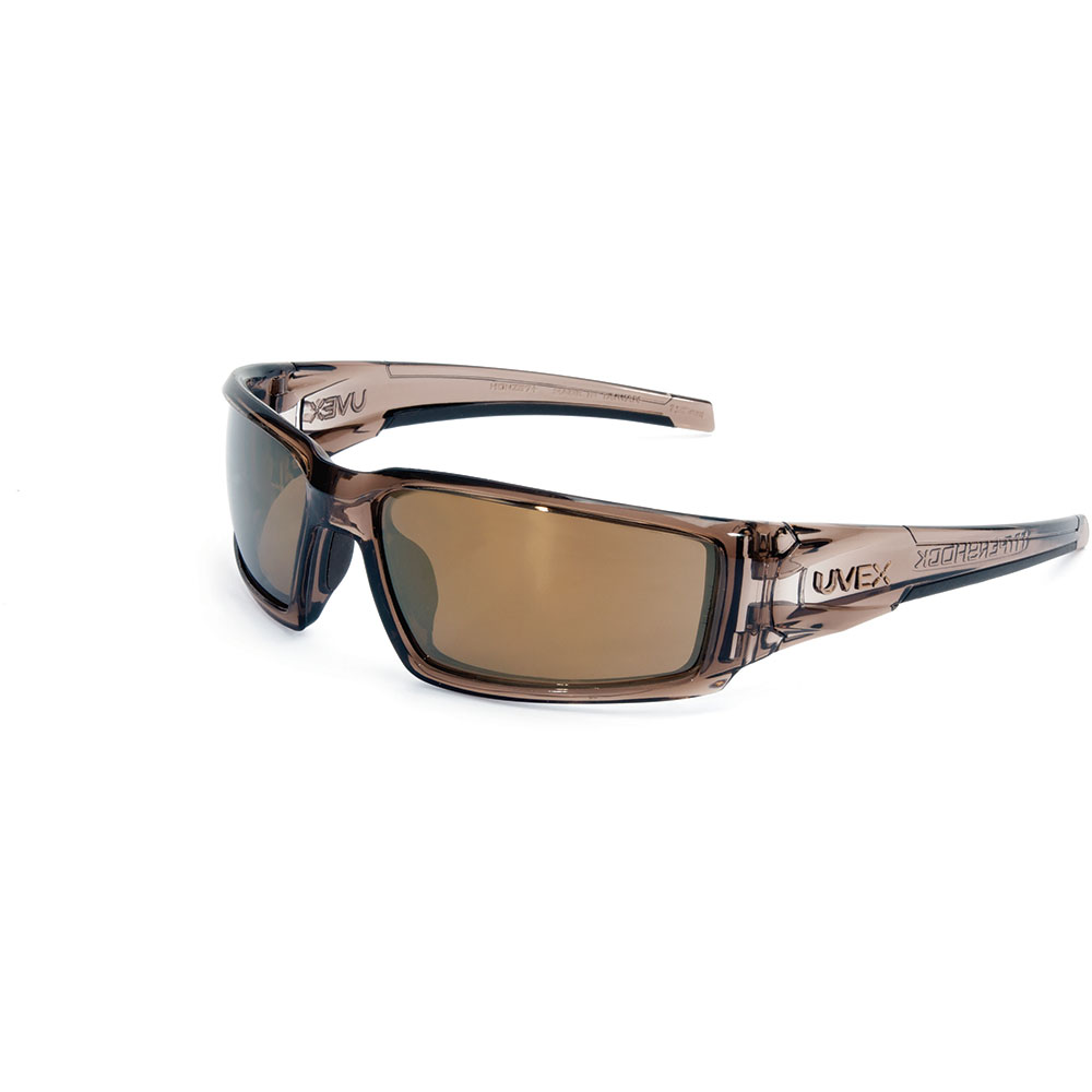 Uvex by Honeywell Hypershock Safety Glasses, Brown Frame with Gold Mirror Lens & Anti-Scratch Hardcoat - S2964