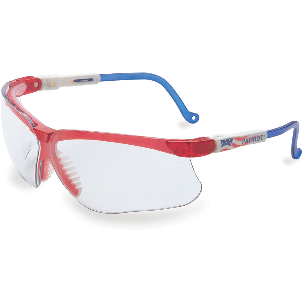 UVEX by Honeywell Genesis Red/White/Blue Safety Glasses with Clear Anti-Fog Lens - S3260X