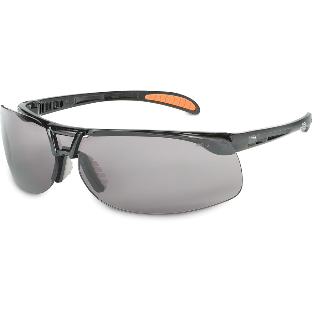 Uvex by Honeywell Protege Black Safety Glasses with Gray Lens and HydroShield Anti-Fog Coating - S4201HS