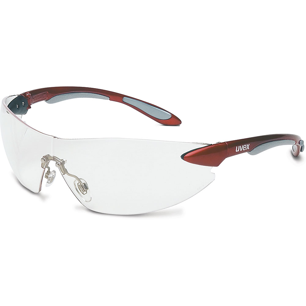 Uvex by Honeywell Ignite Safety Glasses: Wraparound Frame, Frameless, Red, Clear - S4410