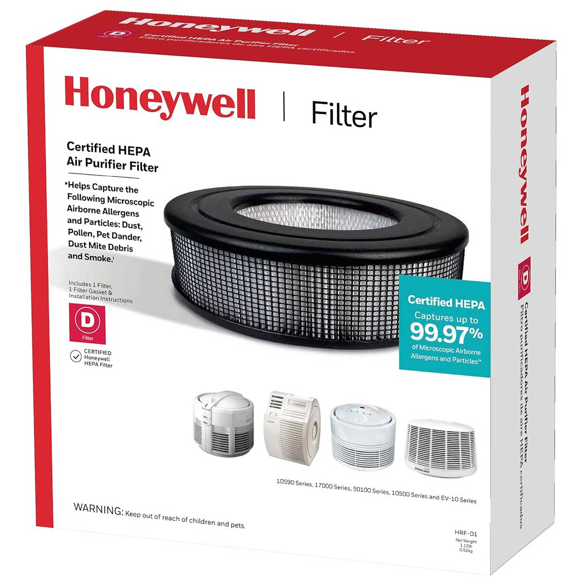 Honeywell Filter D Long Life True HEPA Replacement Filter, HRF-D1