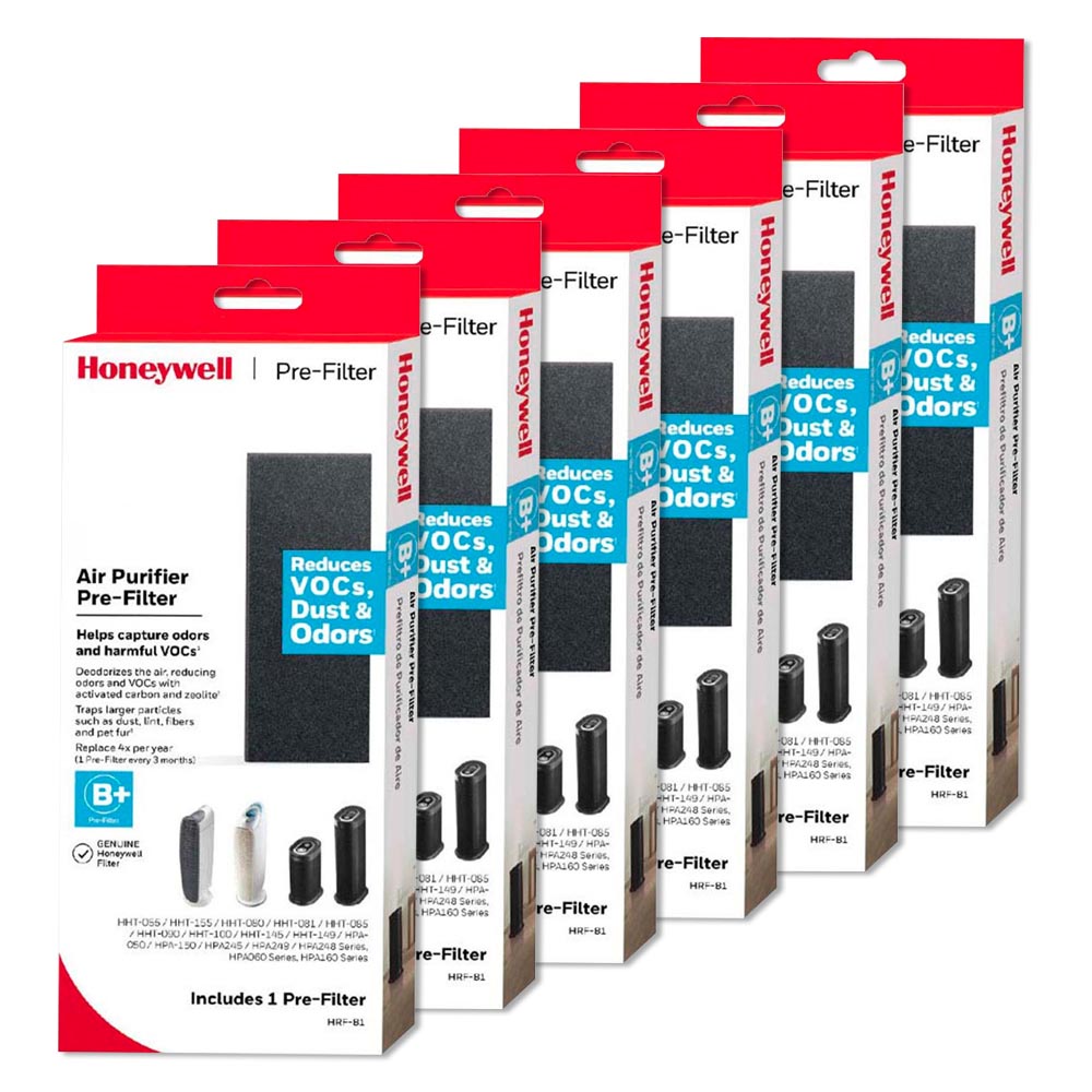 6 Pack of Honeywell Filter B Household Odor and Gas Reducing Pre-filters