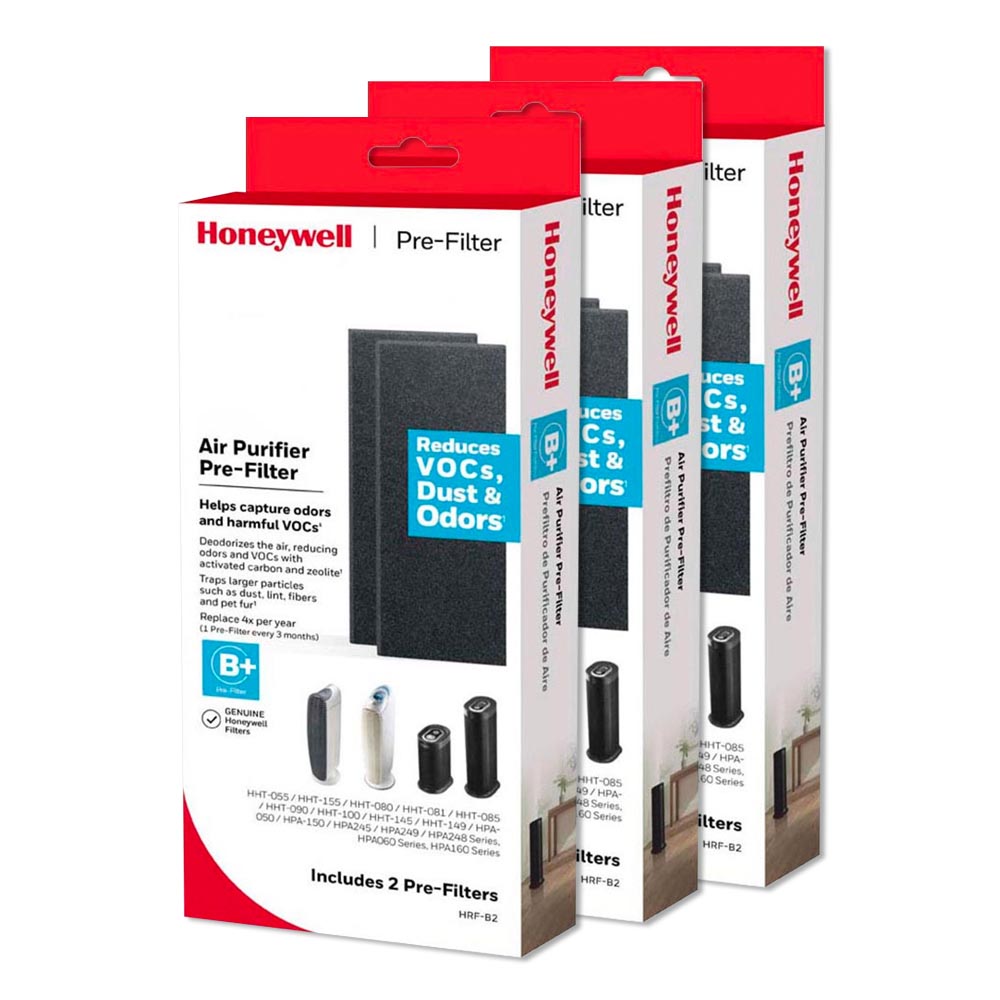 Bundle of Three Honeywell Filter B Household Odor & Gas Reducing Pre-filter 2 Packs, HRF-B2