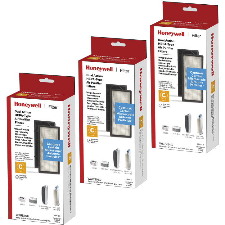 Bundle of Three Honeywell Filter C HEPAClean Replacement Filter 2 Packs (6 Filters)
