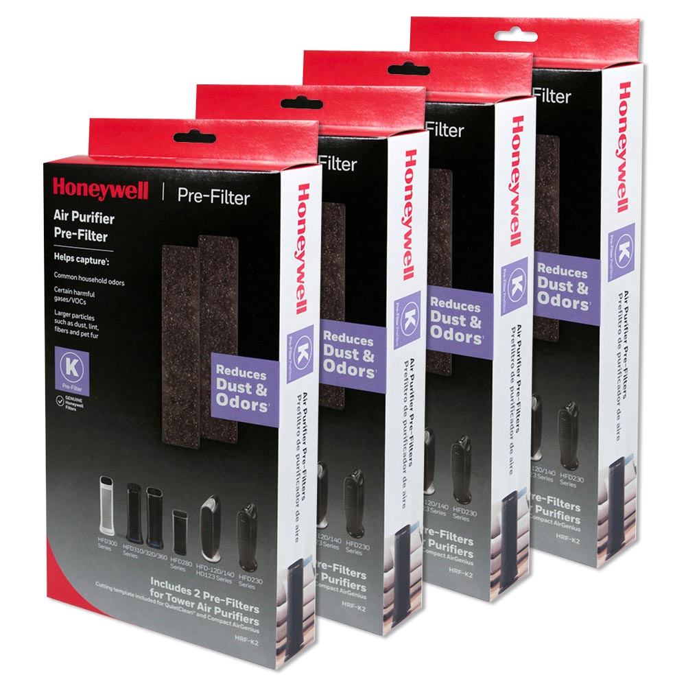Bundle of Four Honeywell Filter K Household Odor and Gas Reducing Pre-filter 2 Packs (8 Filters)