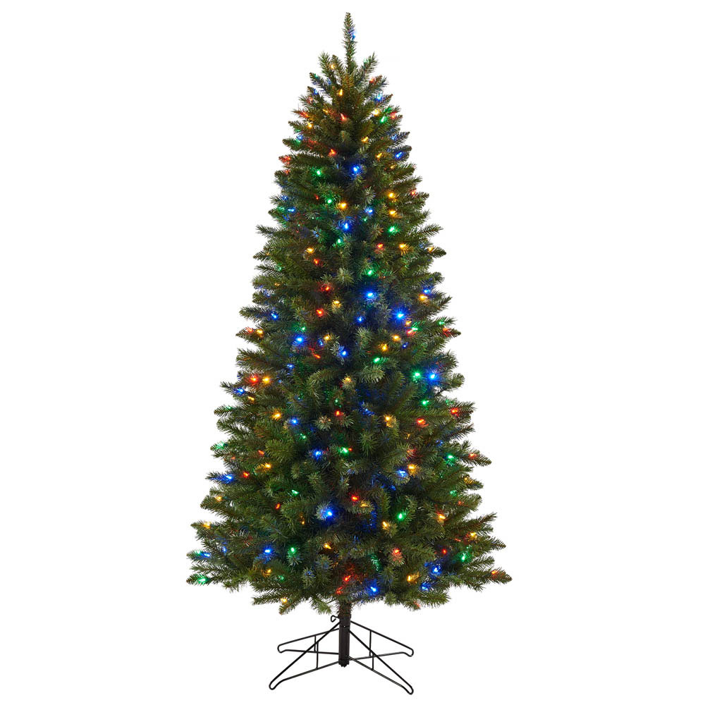 Honeywell 6.5 ft Slim Pre-Lit Christmas Tree, Eagle Peak Pine Artificial Tree with 350 Dual Color Changing LED Lights