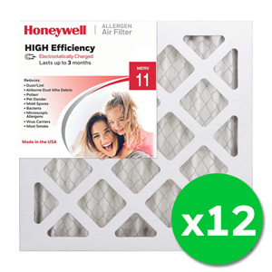 Honeywell 12x12x1 High Efficiency Allergen MERV 11 Air Filter, 12 Pack