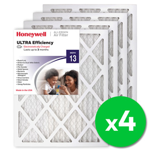 Honeywell 16x20x1 Ultra Efficiency Allergen MERV 13 Air Filter, 4 Pack