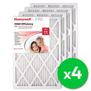 Honeywell 16x24x1 High Efficiency Allergen MERV 11 Air Filter, 4 Pack