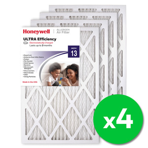 Honeywell 16x24x1 Ultra Efficiency Allergen MERV 13 Air Filter, 4 Pack