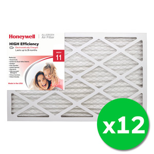 Honeywell 16x25x1 High Efficiency Allergen MERV 11 Air Filter, 12 Pack