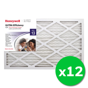 Honeywell 16x25x1 Ultra Efficiency Allergen MERV 13 Air Filter, 12 Pack