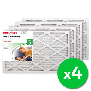 Honeywell 16x25x1 Standard Efficiency Allergen MERV 8 Air Filter, 4 Pack