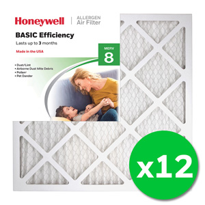 Honeywell 20x20x1 Standard Efficiency Allergen MERV 8 Air Filter, 12 Pack