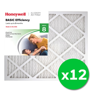 Honeywell 20x24x1 Standard Efficiency Allergen MERV 8 Air Filter, 12 Pack