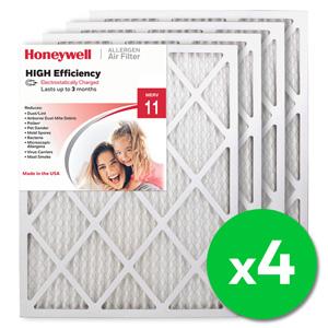 Honeywell 20x25x1 High Efficiency Allergen MERV 11 Air Filter - 4 Pack