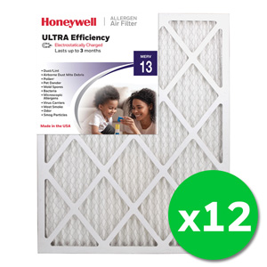 Honeywell 20x25x1 Ultra Efficiency Allergen MERV 13 Air Filter, 12 Pack