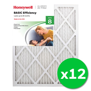 Honeywell 20x25x1 Standard Efficiency Allergen MERV 8 Air Filter, 12 Pack