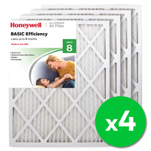 Honeywell 20x25x1 Standard Efficiency Allergen MERV 8 Air Filter, 4 Pack