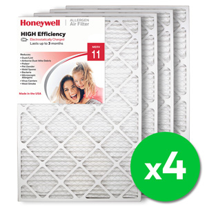 Honeywell 20x30x1 High Efficiency Allergen MERV 11 Air Filter, 4 Pack