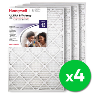 Honeywell 20x30x1 Ultra Efficiency Allergen MERV 13 Air Filter, 4 Pack