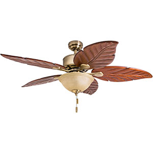 Honeywell Sabal Palm Tropical LED Ceiling Fan with Bowl Light - 52 Inch, Brass