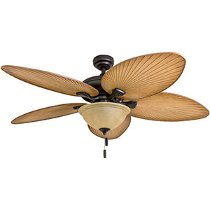 Honeywell Palm Valley Tropical Ceiling Fan with Bowl Light - 52 Inch, Bronze