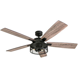 Honeywell Carnegie Farmhouse LED Ceiling Fan with Lights - 52 Inch, Black