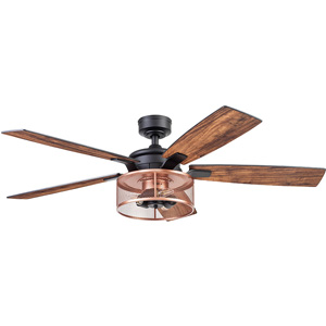Honeywell Carnegie Rustic Chic Ceiling Fan with Lights - 52 Inch, Black/Copper