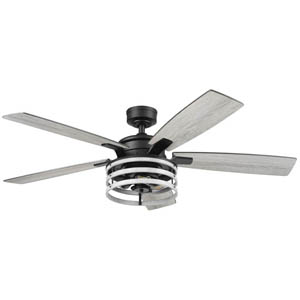 Honeywell Carnegie Industrial Style Ceiling Fan with Light - 52 Inch, Black/Gray