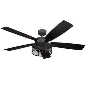 Honeywell Carnegie Ceiling Fan with Light, 52 Inch, Matte Black