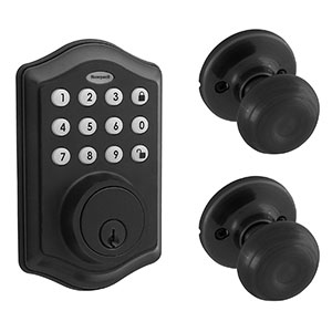 Honeywell 8732505 Digital Deadbolt with Passage Knob, Matte Black