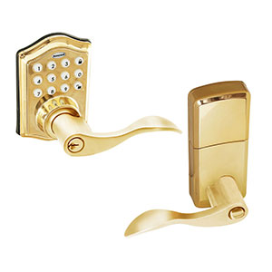 Honeywell Electronic Entry Lever Door Lock with Keypad Polished Brass, 8734001