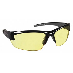 Uvex Bayonet Safety Eyewear, Black with Amber Anti-Scratch Lens