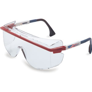 Uvex Astrospec 3001 Red/White/Blue Safety Glasses with Clear Anti-Scratch Lens