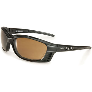 Uvex Livewire Sealed Safety Eyewear, Matte Black, Espresso Hydro Shield Lens