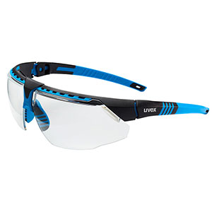 Uvex Avatar Adjustable Safety Glasses, Blue/Black with Clear with Anti-Fog Lens
