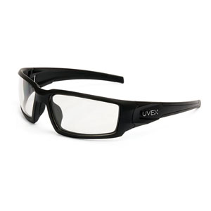 Uvex Hypershock Safety Glasses, Black with Clear Anti-Fog Lens