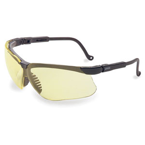 Uvex Genesis Safety Eyewear, Black Frame, Amber Ultra-Dura Hardcoat Lens