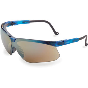 Uvex Genesis Safety Eyewear, Vapor Blue, Gold Mirror Ultra-Dura Lens