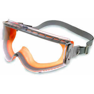 Uvex Stealth Safety Goggles, Gray/Orange with Clear Uvextreme Anti-Fog Lens
