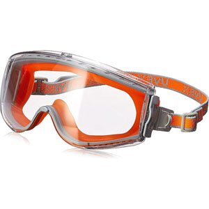 Uvex Stealth Safety Goggles, Gray/Orange with Uvextreme Anti-Fog Lens