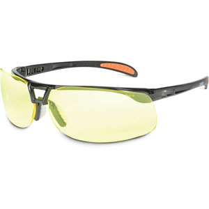 Uvex Protege Safety Glasses, Metallic Black with Amber Uvextreme Anti-Fog Lens